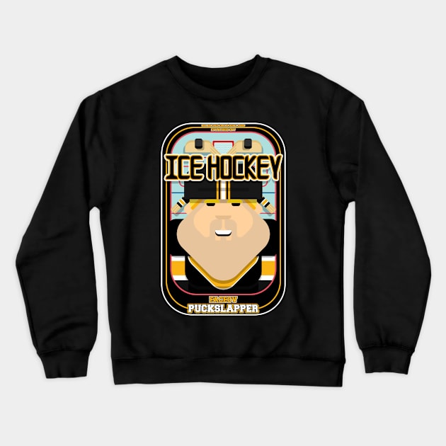 Ice Hockey Black and Yellow - Faceov Puckslapper - Sven version Crewneck Sweatshirt by Boxedspapercrafts